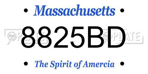 8825BD Massachusetts License Plate