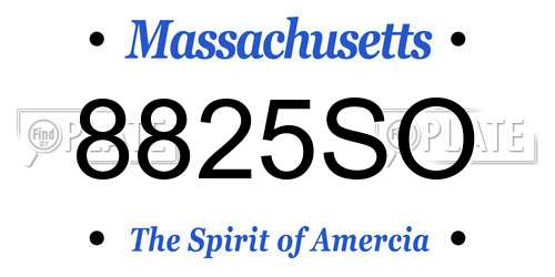 8825SO Massachusetts License Plate