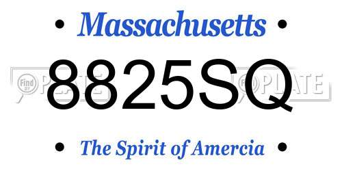 8825SQ Massachusetts License Plate