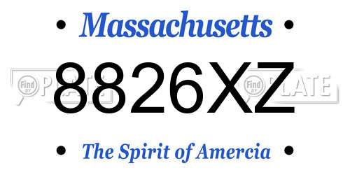 8826XZ Massachusetts License Plate
