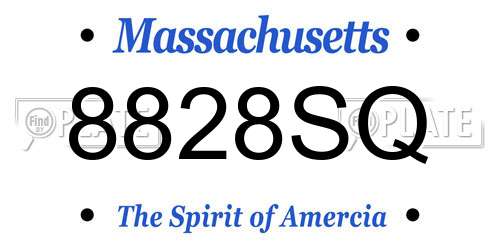 8828SQ Massachusetts License Plate