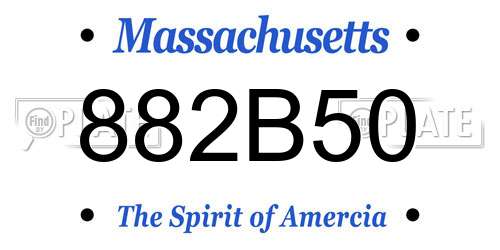 882B50 Massachusetts License Plate