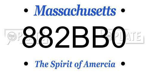 882BB0 Massachusetts License Plate