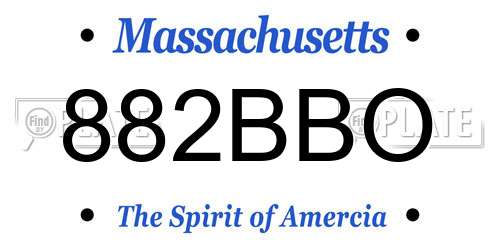 882BBO Massachusetts License Plate