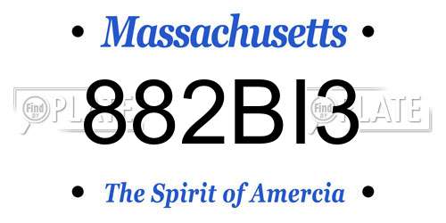 882BI3 Massachusetts License Plate
