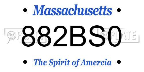 882BS0 Massachusetts License Plate