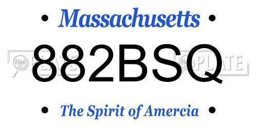 882BSQ Massachusetts License Plate