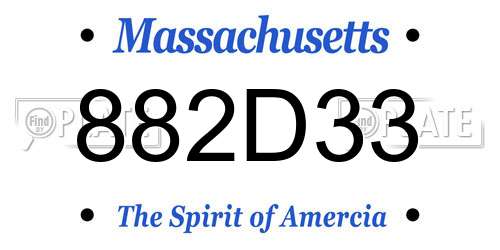 882D33 Massachusetts License Plate