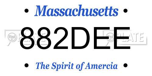 882DEE Massachusetts License Plate