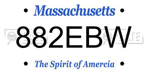 882EBW Massachusetts License Plate