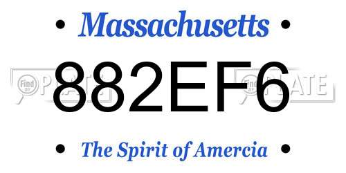 882EF6 Massachusetts License Plate