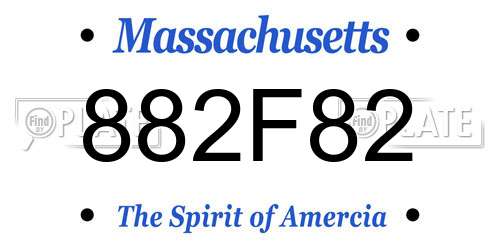 882F82 Massachusetts License Plate