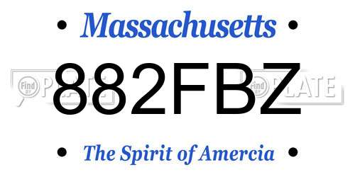 882FBZ Massachusetts License Plate
