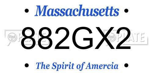 882GX2 Massachusetts License Plate