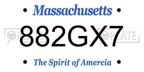 882GX7 Massachusetts License Plate