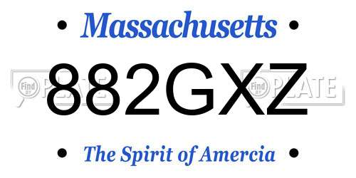 882GXZ Massachusetts License Plate