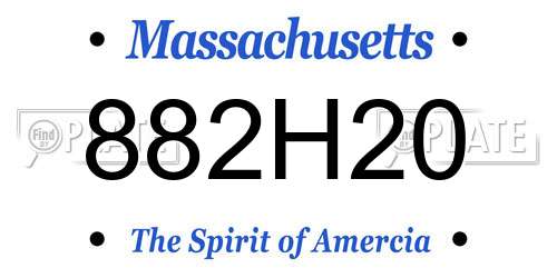 882H20 Massachusetts License Plate