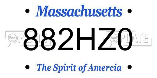 882HZ0 Massachusetts License Plate