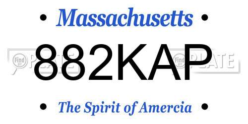 882KAP Massachusetts License Plate