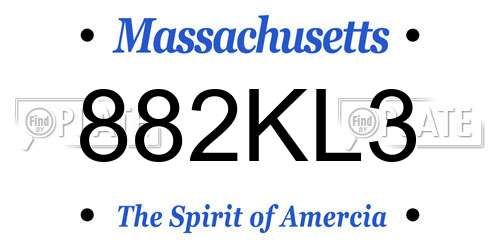 882KL3 Massachusetts License Plate