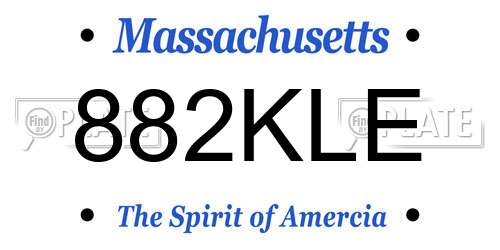 882KLE Massachusetts License Plate