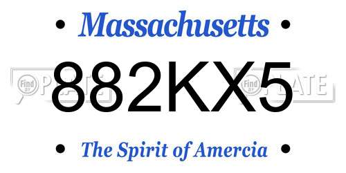 882KX5 Massachusetts License Plate