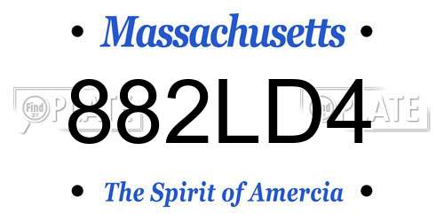 882LD4 Massachusetts License Plate