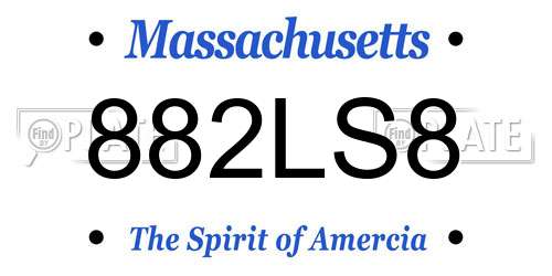 882LS8 Massachusetts License Plate