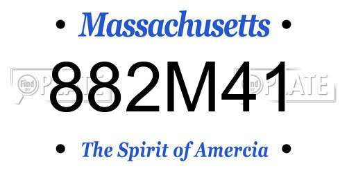 882M41 Massachusetts License Plate