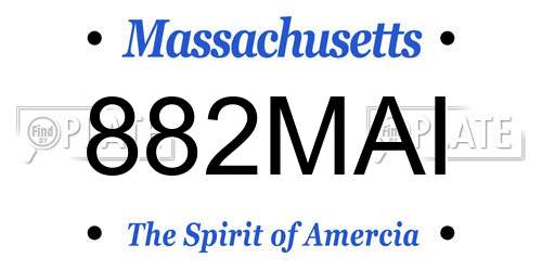 882MAI Massachusetts License Plate