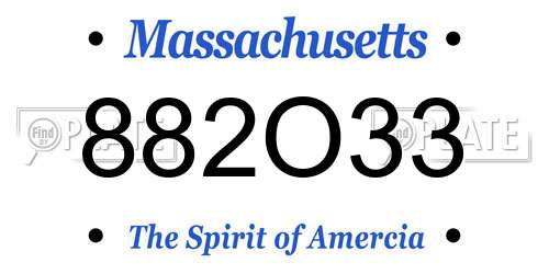 882O33 Massachusetts License Plate