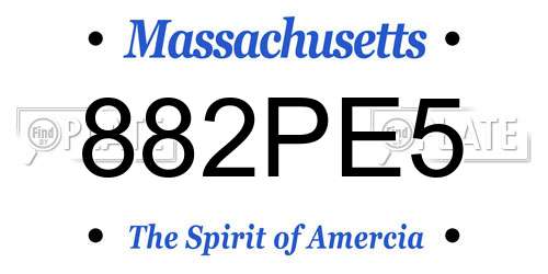 882PE5 Massachusetts License Plate