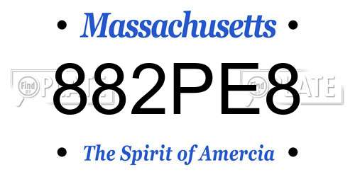 882PE8 Massachusetts License Plate