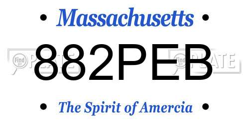 882PEB Massachusetts License Plate