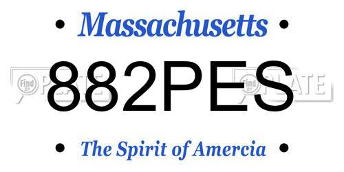 882PES Massachusetts License Plate