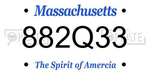 882Q33 Massachusetts License Plate