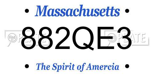 882QE3 Massachusetts License Plate