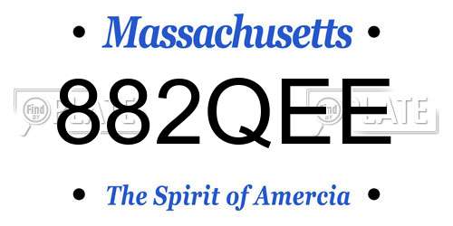 882QEE Massachusetts License Plate