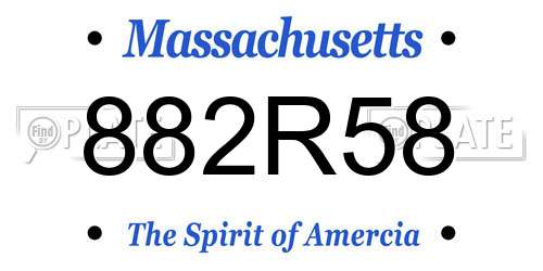 882R58 Massachusetts License Plate