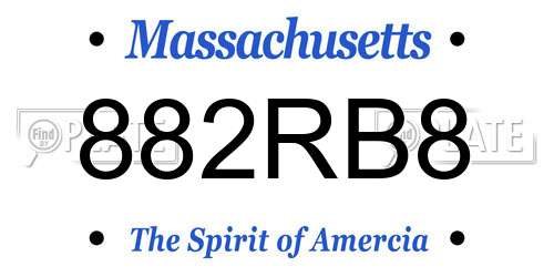 882RB8 Massachusetts License Plate