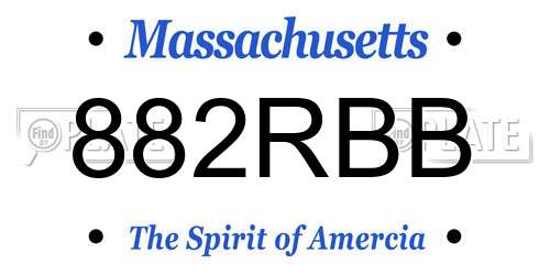 882RBB Massachusetts License Plate