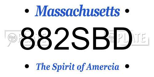 882SBD Massachusetts License Plate