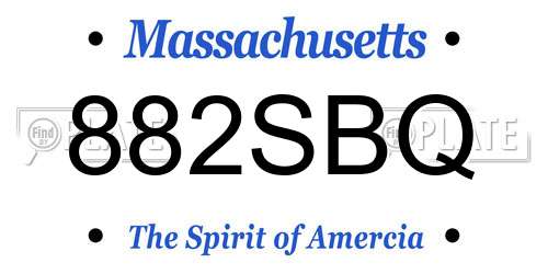 882SBQ Massachusetts License Plate