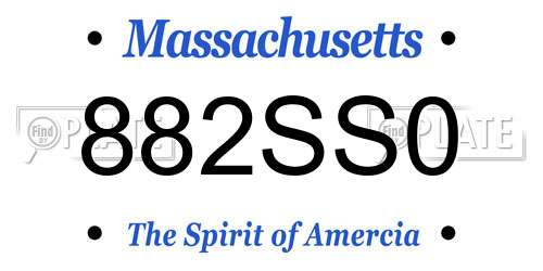 882SS0 Massachusetts License Plate