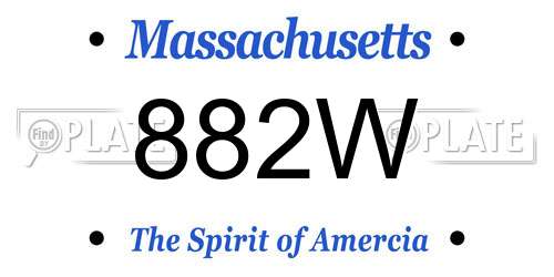 882W Massachusetts License Plate