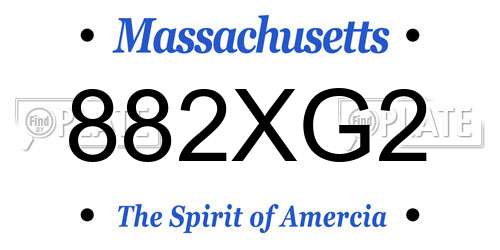 882XG2 Massachusetts License Plate