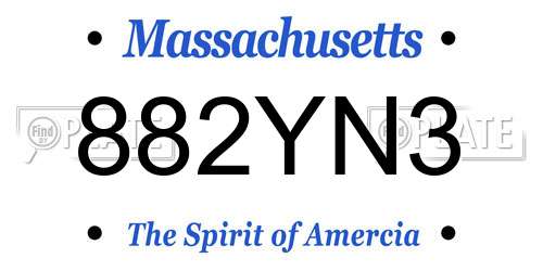 882YN3 Massachusetts License Plate