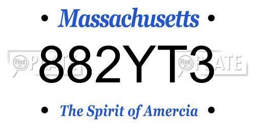 882YT3 Massachusetts License Plate