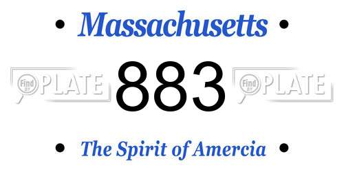 883 Massachusetts License Plate