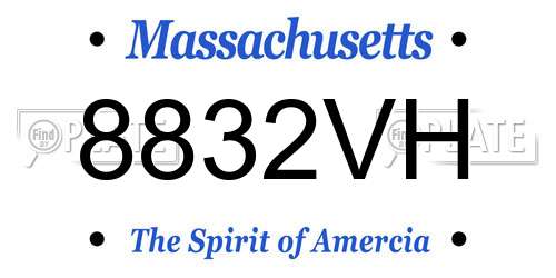 8832VH Massachusetts License Plate
